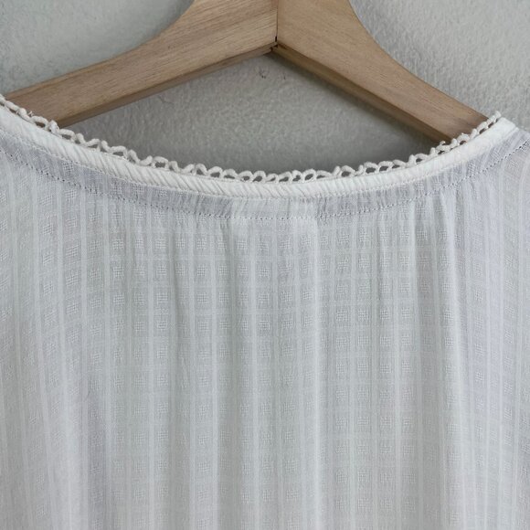 Knox Rose Womens Plus XXL Embroidered White Peasant Blouse Short Sleeve Boho Top - Picture 11 of 11